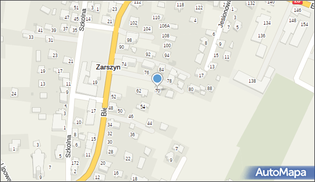 Zarszyn, Bieszczadzka, 70, mapa Zarszyn