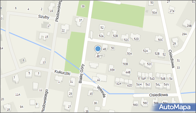 Zielonki-Wieś, Białej Góry, 46, mapa Zielonki-Wieś