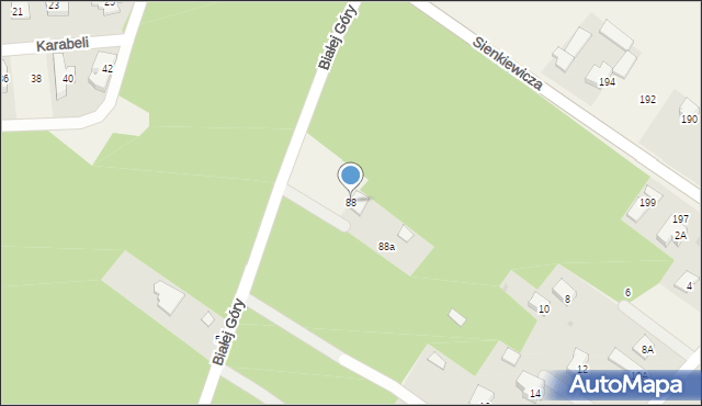 Zielonki-Wieś, Białej Góry, 88, mapa Zielonki-Wieś