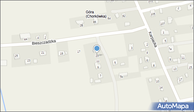Zręcin, Bieszczadzka, 13, mapa Zręcin