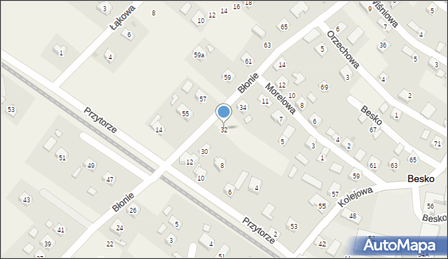 Besko, Błonie, 32, mapa Besko