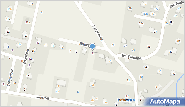 Bestwinka, Bławatków, 1, mapa Bestwinka