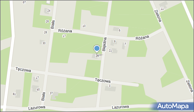 Białobrzegi, Błękitna, 26, mapa Białobrzegi