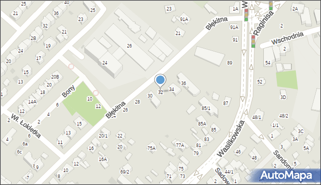 Białystok, Błękitna, 32, mapa Białegostoku