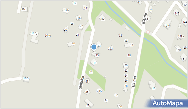 Bielsko-Biała, Błońska, 17, mapa Bielsko-Białej