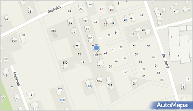 Bieniewice, Błońska, 69, mapa Bieniewice