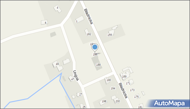 Bładnice Dolne, Bładnicka, 186, mapa Bładnice Dolne