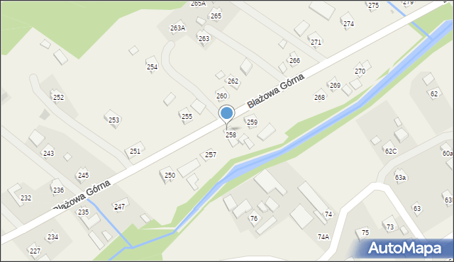 Błażowa Górna, Błażowa Górna, 258A, mapa Błażowa Górna
