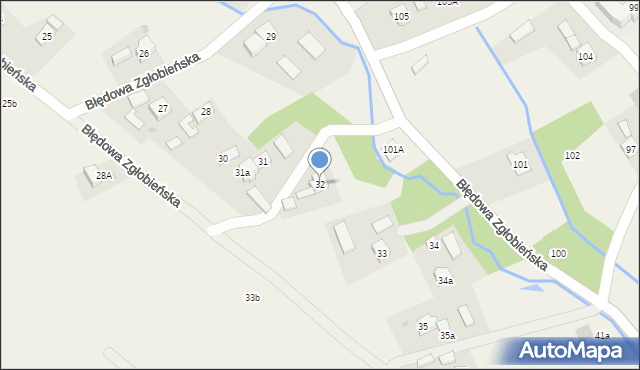 Błędowa Zgłobieńska, Błędowa Zgłobieńska, 32, mapa Błędowa Zgłobieńska