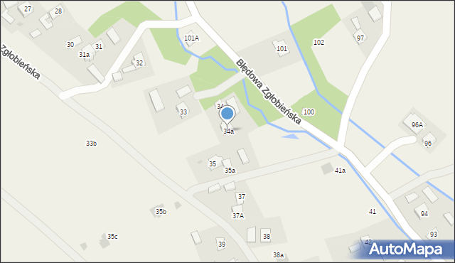 Błędowa Zgłobieńska, Błędowa Zgłobieńska, 34a, mapa Błędowa Zgłobieńska