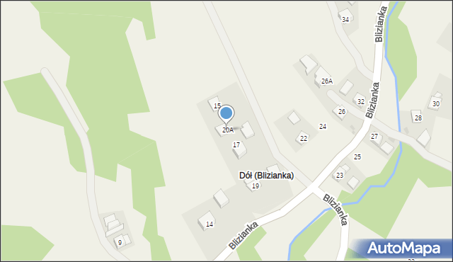 Blizianka, Blizianka, 20A, mapa Blizianka