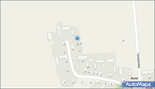 Borki, Błękitna, 22, mapa Borki