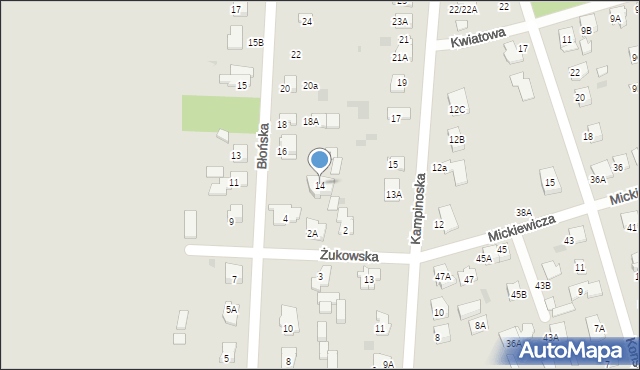 Brwinów, Błońska, 14, mapa Brwinów