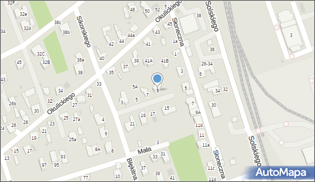 Brzesko, Błękitna, 9, mapa Brzesko
