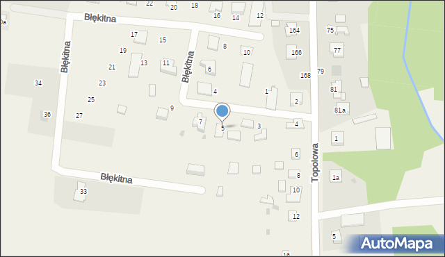 Brzeziny-Kolonia, Błękitna, 5, mapa Brzeziny-Kolonia