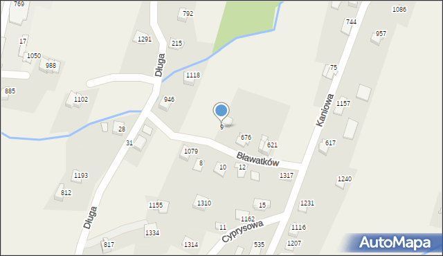 Buczkowice, Bławatków, 9, mapa Buczkowice