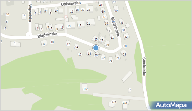 Bydgoszcz, Błądzimska, 20, mapa Bydgoszczy