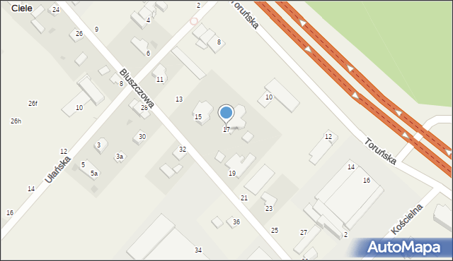 Ciele, Bluszczowa, 17, mapa Ciele