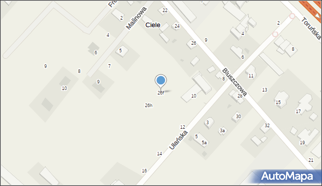 Ciele, Bluszczowa, 26f, mapa Ciele