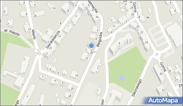 Cieszyn, Błogocka, 10, mapa Cieszyna
