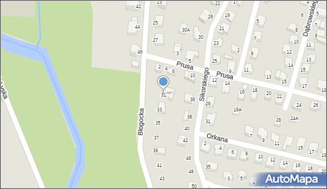 Cieszyn, Błogocka, 31, mapa Cieszyna