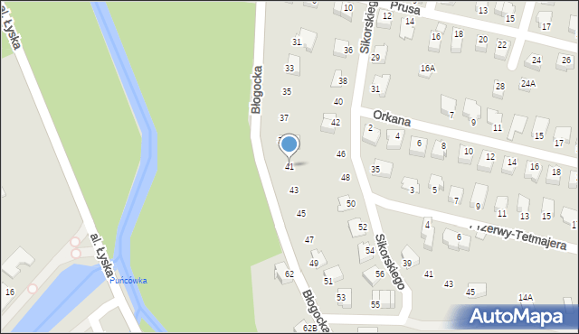 Cieszyn, Błogocka, 41, mapa Cieszyna