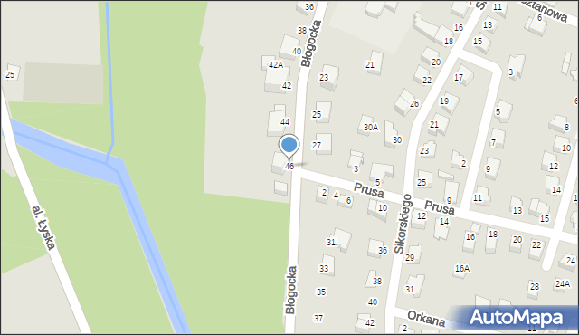 Cieszyn, Błogocka, 46, mapa Cieszyna