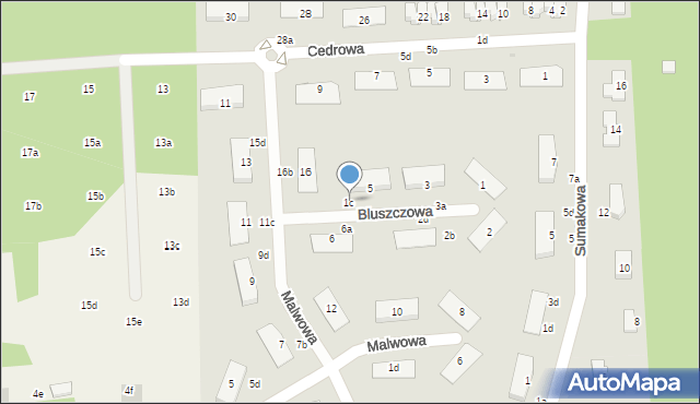 Czarny Las, Bluszczowa, 1c, mapa Czarny Las