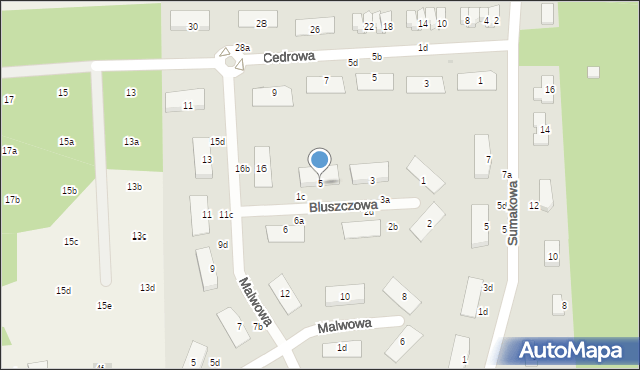 Czarny Las, Bluszczowa, 5, mapa Czarny Las