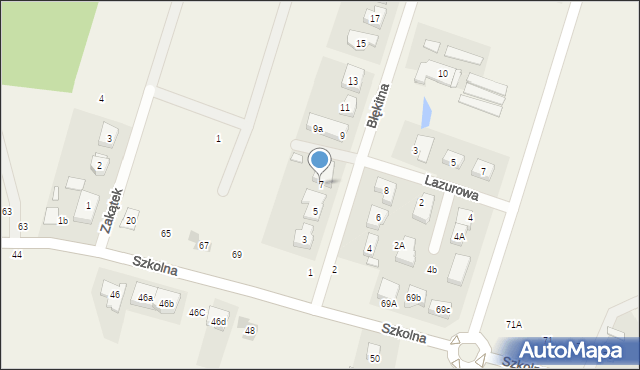 Czerwonak, Błękitna, 7, mapa Czerwonak