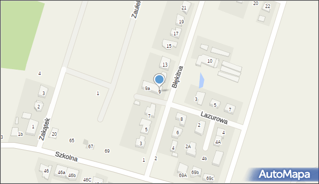 Czerwonak, Błękitna, 9, mapa Czerwonak