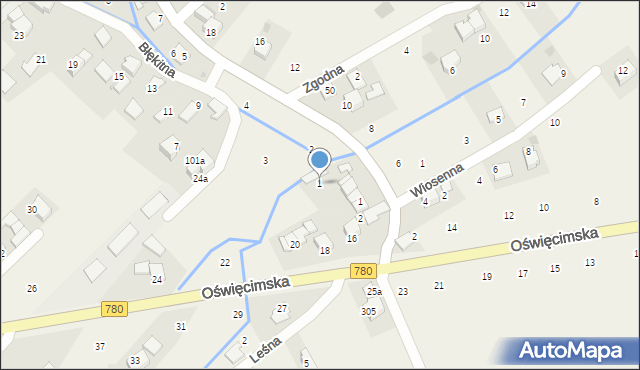 Czułówek, Błękitna, 1, mapa Czułówek