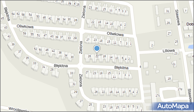 Dobrzykowice, Błękitna, 22, mapa Dobrzykowice