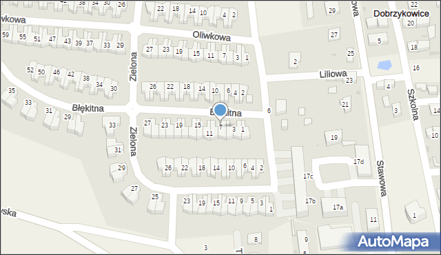 Dobrzykowice, Błękitna, 7, mapa Dobrzykowice