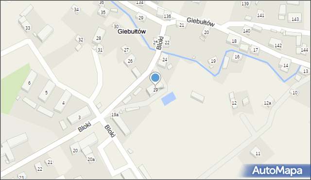 Giebułtów, Bloki, 19, mapa Giebułtów