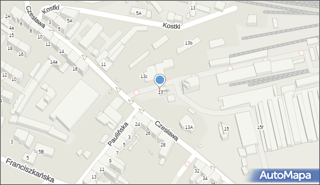 Gliwice, bł. Czesława, 13, mapa Gliwic