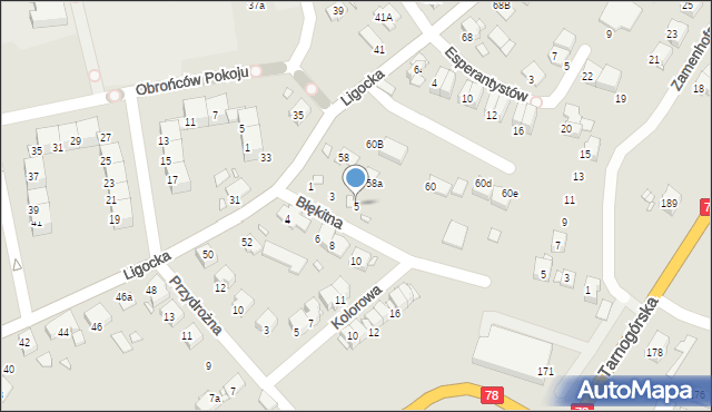 Gliwice, Błękitna, 5, mapa Gliwic