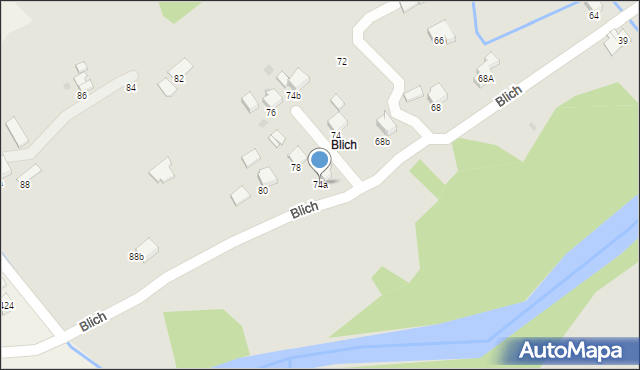 Gorlice, Blich, 74a, mapa Gorlic
