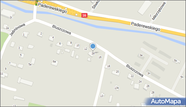 Grudziądz, Bluszczowa, 14, mapa Grudziądza