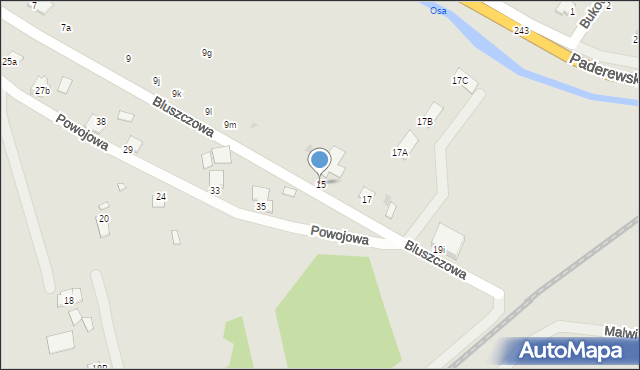 Grudziądz, Bluszczowa, 15, mapa Grudziądza