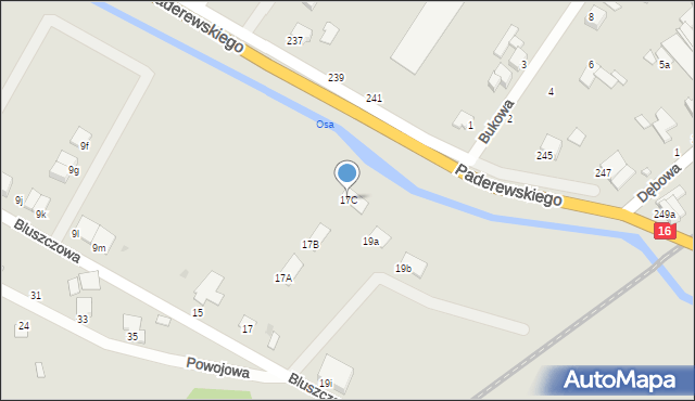 Grudziądz, Bluszczowa, 17C, mapa Grudziądza