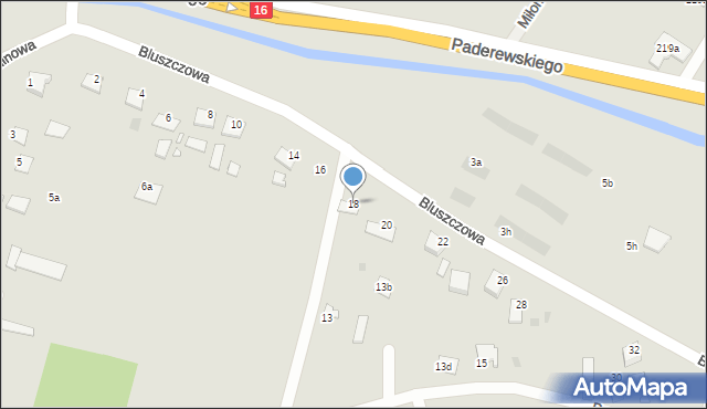 Grudziądz, Bluszczowa, 18, mapa Grudziądza