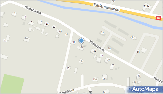 Grudziądz, Bluszczowa, 20, mapa Grudziądza