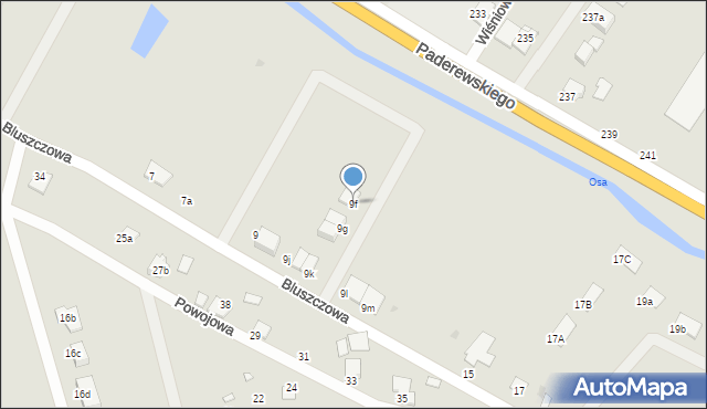 Grudziądz, Bluszczowa, 9f, mapa Grudziądza