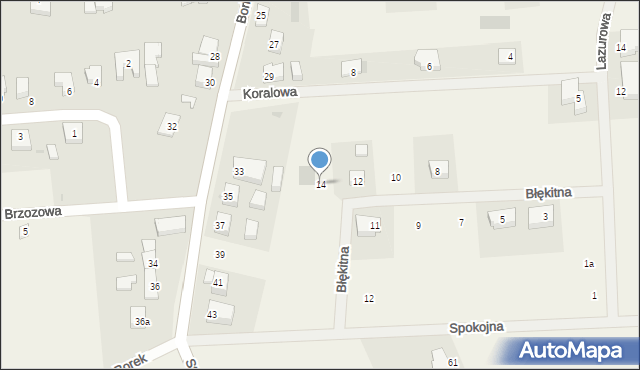 Grzybowo, Błękitna, 14, mapa Grzybowo