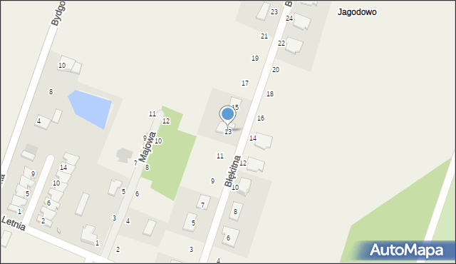 Jagodowo, Błękitna, 13, mapa Jagodowo