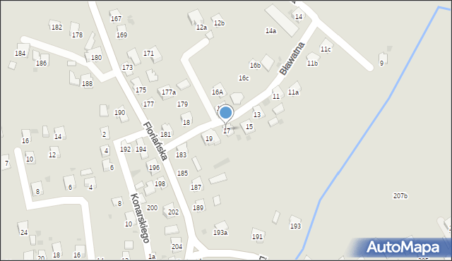 Jasło, Bławatna, 17, mapa Jasła
