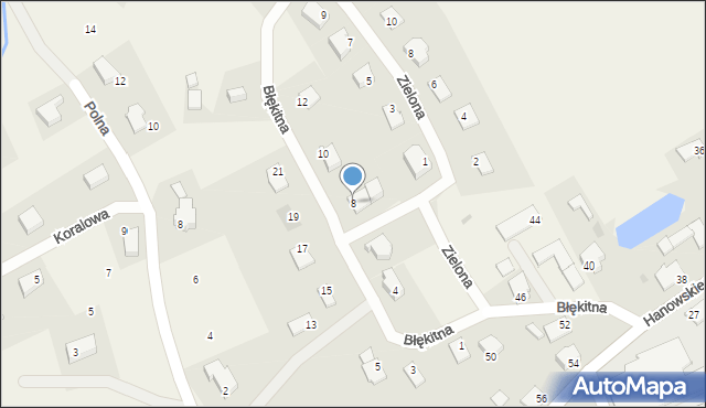 Jonkowo, Błękitna, 8, mapa Jonkowo