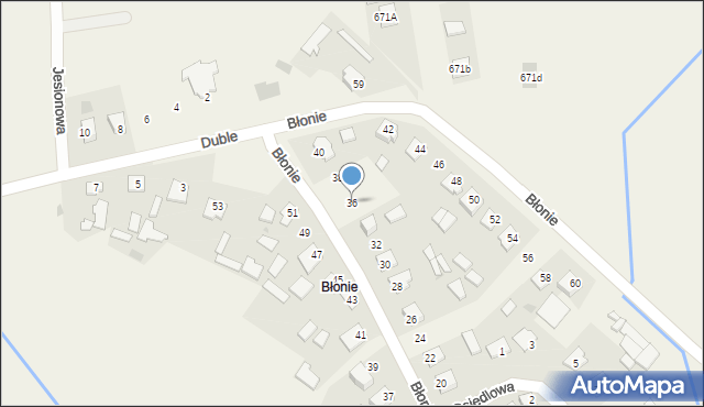 Kamień, Błonie, 36, mapa Kamień