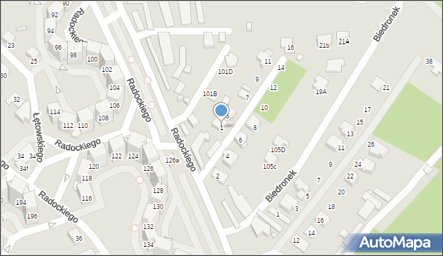 Katowice, Bławatków, 1, mapa Katowic